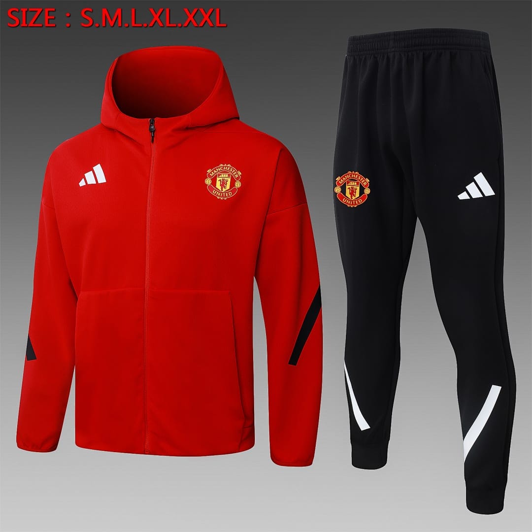 Manchester United 25/26 Chaqueta con Capucha · Rojo