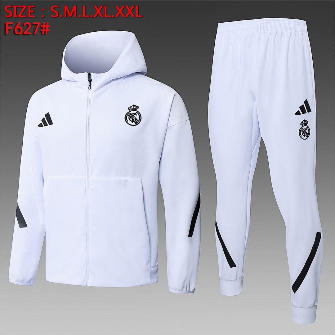 Real Madrid 25/26 Chaqueta con Capucha · Blanco