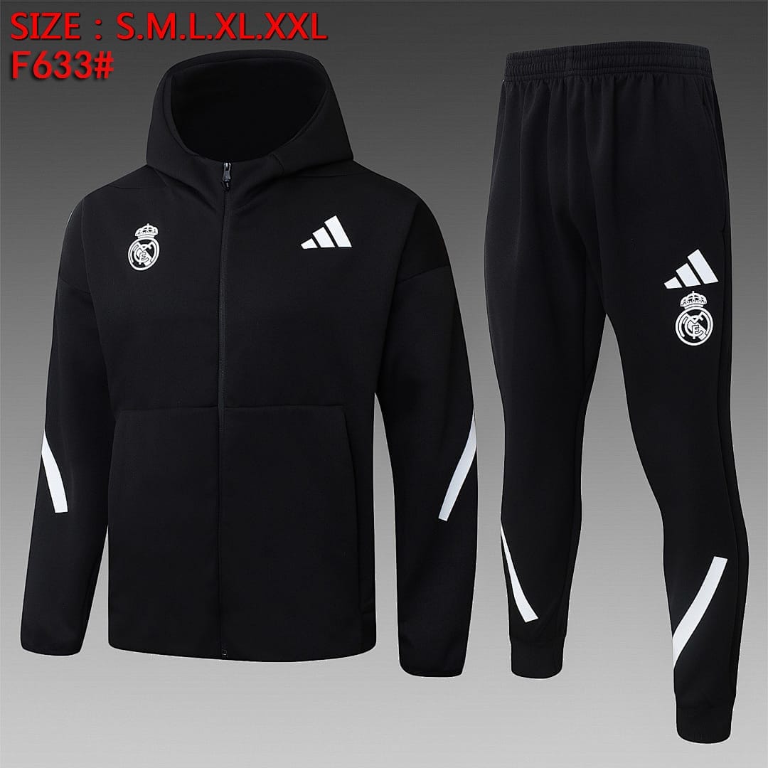 Real Madrid 25/26 Chaqueta con Capucha · Negro
