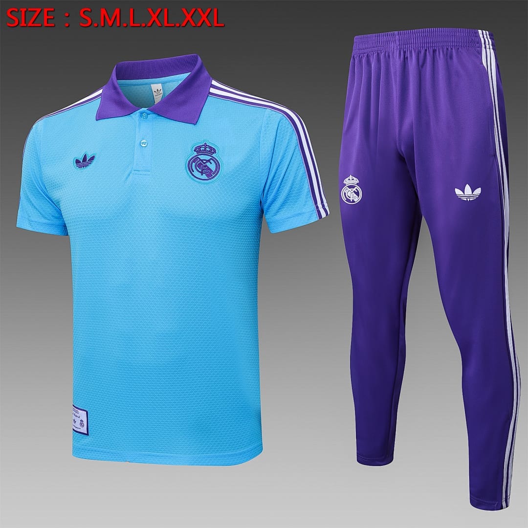 Real Madrid 25/26 Polo · Celeste