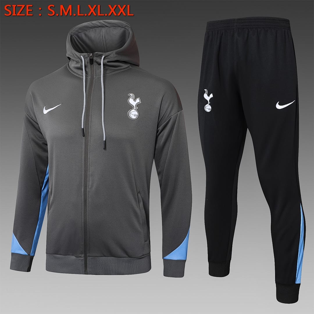Tottenham 24/25 Chaqueta con Capucha · Gris Oscuro
