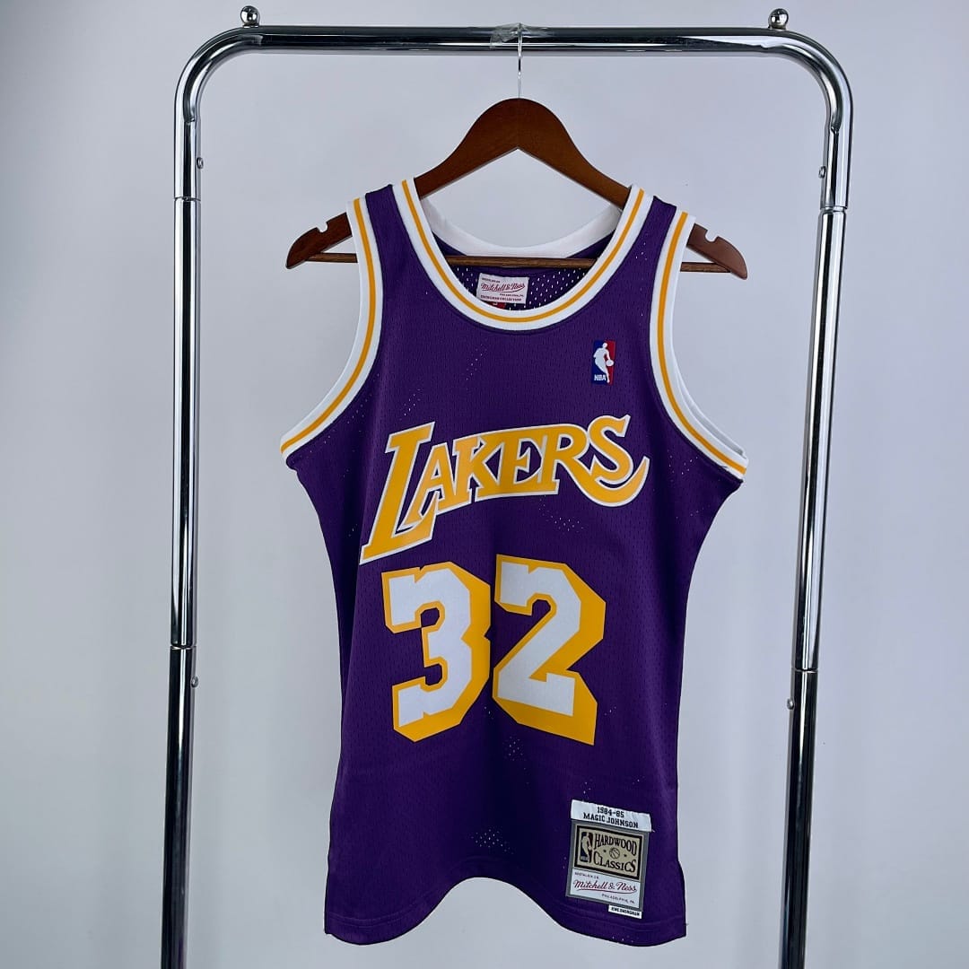 Lakers 84/85 Retro Mitchell & Ness Morado Cuello Redondo